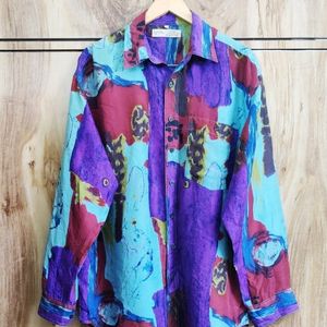 Purple Printed Shirt Size-44