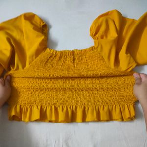 Yellow Mustard Crop Top (Stretchable)