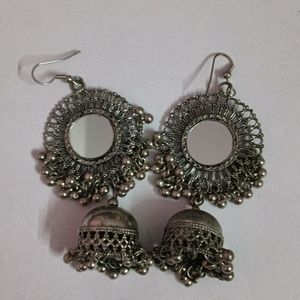 Oxidised Mirror Jhumki