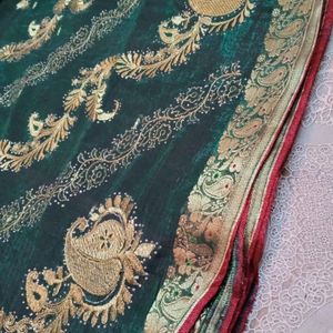 Beautiful Pattu Saree With Hand Work