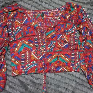 Tribal Printed Ethnic Crop Top