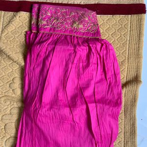 Pink Patiala With Embroidery Border Work