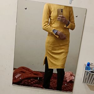 Yellow Winter Dress Long Full Sleeves