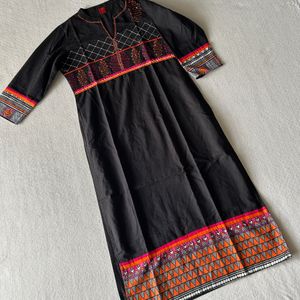 🖤🧡 Beautiful cotton Black kurta