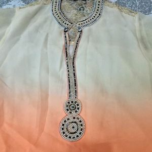 Very Beautiful Long Kurta With Cream Orange Colour