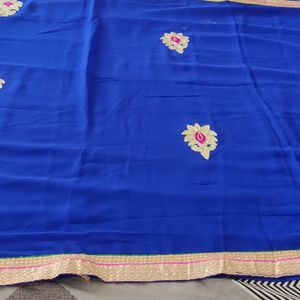 Royal Blue Kdhai Work Saree