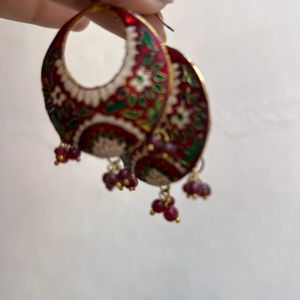 Set Of 2- Long Round Earrings