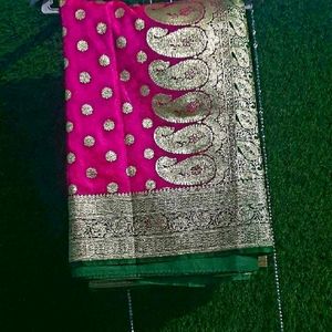 Beautiful Rani pink silk saree