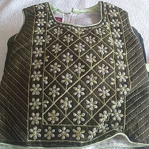 Olive Green Kids Choli...