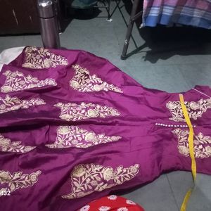 Purple Color Gown With Pajama And Dupatta