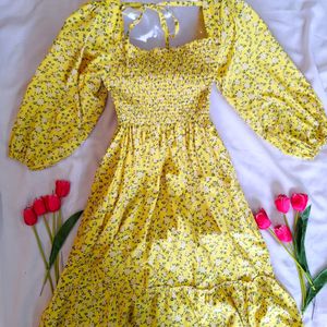 Pretty Yellow Floral Dress