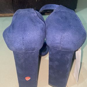 MONROW High Heel in Colour Navy Blue Velvet Fabric