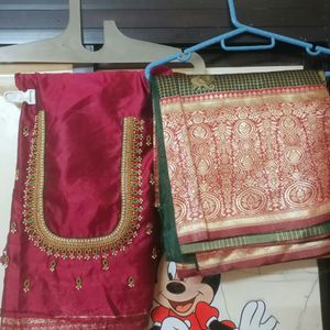 Saree With Work Blouse