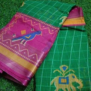 Chanderi Cotton Saree With Blouse