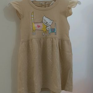 Beautiful Kitten Printed Baby Frock