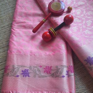 Pink Brocade Silk Saree