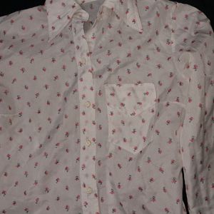 Coquette Floral Cute Shirt With Flower Buttons