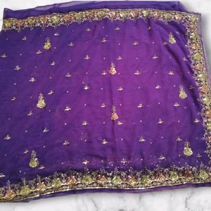 Georgette Hand Work Drape Saree ,