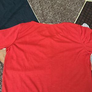 Red Shirt Top Round Neck