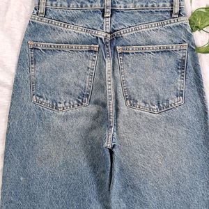 Zara Ripped Wide Leg Jeans