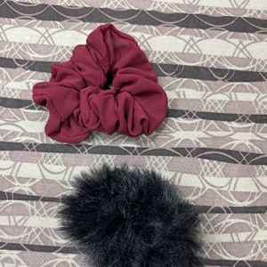 Black & Maroon Scrunchie Combo