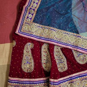 Velvet Lehenga With Net Dupatta