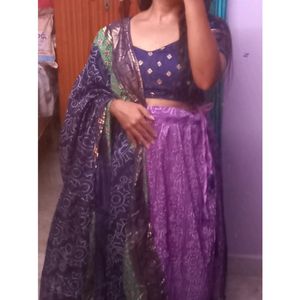 💜purple Beautiful Fully Stitched Lehanga Full Set