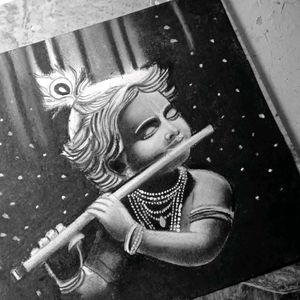 Little Krishna Handmade Portrait Work