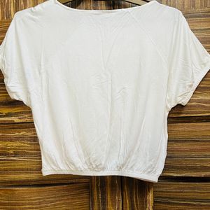 Koovs White Cropped Top