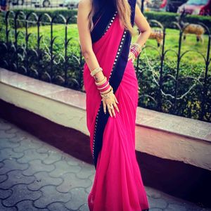 Mirror Lace Work Saree