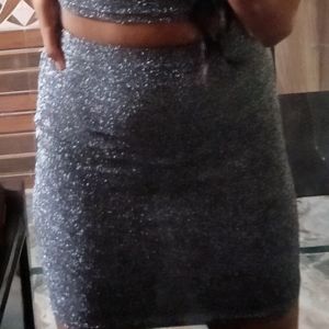 Grey Shimmering Party Wear Skirt