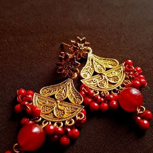 Fancy Red Colour Earring