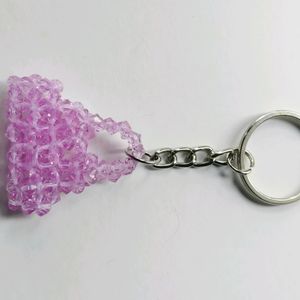 Lavender Beaded Bag Keychain
