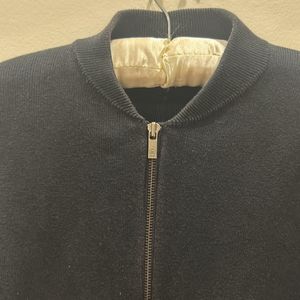 Black Korean Collar Zip Sweatshirt