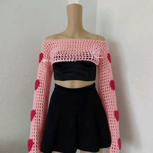 Crochet Pink Herzen Bolero 💓