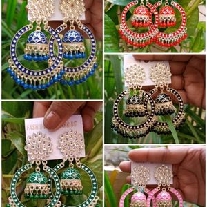 Meenakari Hoop Jhumka Earing