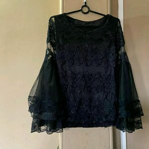 PRICE DROP🖤Gothic Black Lace Top With Bell Slee