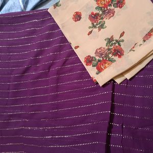 Purple Dress Material All Over 4.5mtr