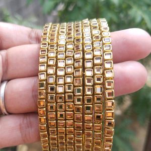 8 Kundan Bangles (2.4,2.6 & 2.8)