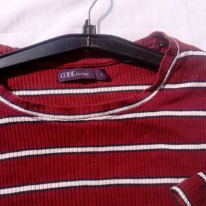 Maroon Striped Knitted Top 🍂🛍️