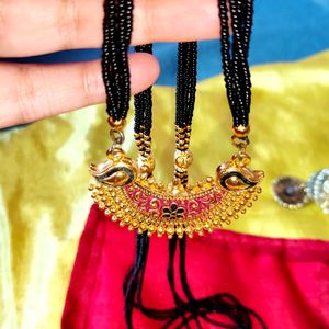 long mangalsutra with earrings