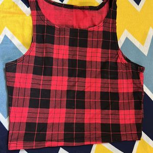 Red Checks Sleeveless Crop Top ♥️