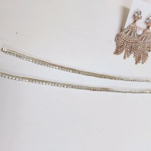 Beautiful Sparkling Earings And Pair Of Anklet