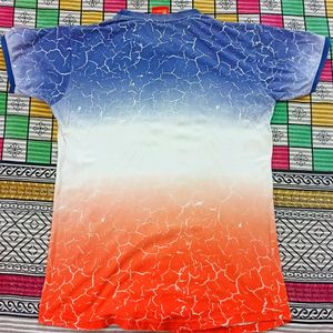Multi coloured t-shirt with blue, white and red