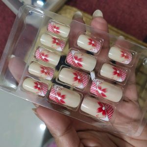 Artificial Fake Nail Set - Flower Design