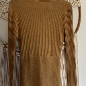 Stretchable Rib Knit Wrap Top