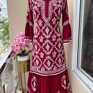 Chickenkari Kurta With Garara Set