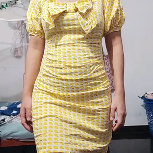 Bodycon Yellow And White Dress