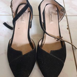 Black Pump Velvet Heels For Women