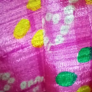 New Barbie Pink Saree With Tassels